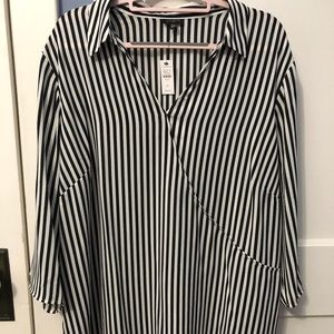 Talbots black and white stripe blouse size 3x, NWT.